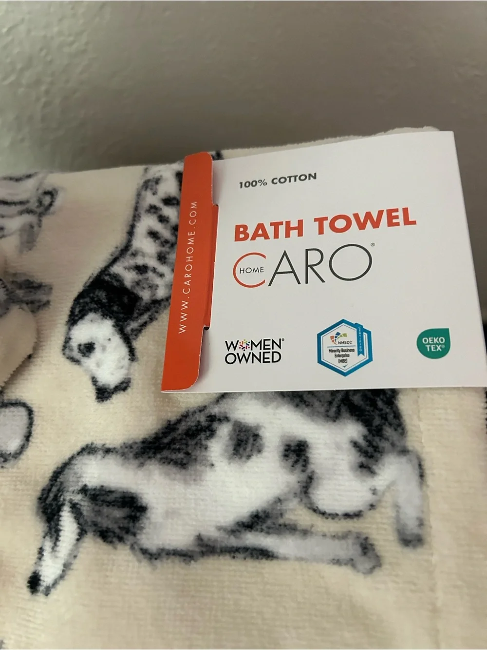 NEW CARO Home 4-Piece 100% Cotton Mixed Breed Dog Puppy Print Bath Towel Set